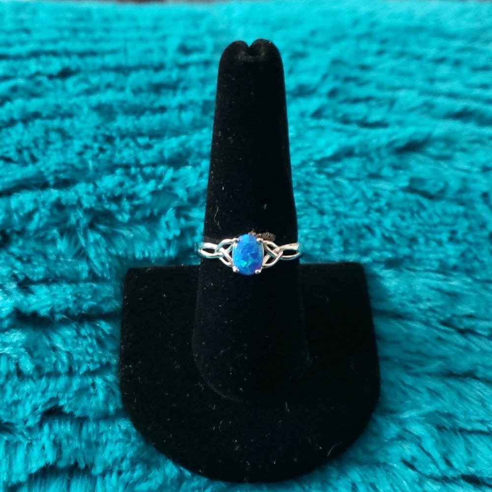 Sterling silver and Blue Opal ring size 8